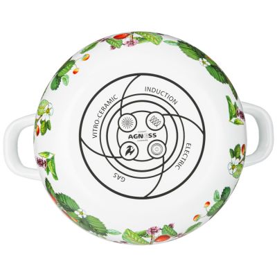 КАСТРЮЛЯ AGNESS ЭМАЛИРОВАННАЯ С ЭМАЛ.КРЫШКОЙ СЕРИЯ 