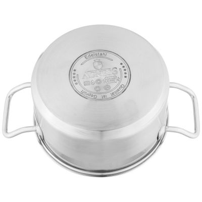 КАСТРЮЛЯ AGNESS 18X10 СМ 2,3 Л ВЫСОКОКАЧЕСТВЕННАЯ НЕРЖ СТАЛЬ 18/10 СО СТЕКЛ.КРЫШКОЙ-3
