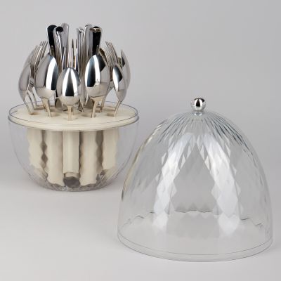 НАБОР СТОЛОВЫХ ПРИБОРОВ НА ВРАЩАЮЩЕЙСЯ ПОДСТАВКЕ, 24ПР., СТАЛЬ 18/10-0