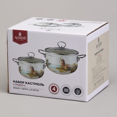 НАБОР КАСТРЮЛЬ ЭМАЛИРОВАННЫЙ, СЕРИЯ 