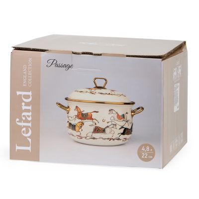 КАСТРЮЛЯ LEFARD ЭМАЛИРОВАННАЯ С КРЫШКОЙ, СЕРИЯ PASSAGE, 4,8Л, ДИА.22СМ ПОДХОДИТ ДЛЯ ИНДУК.ПЛИТ-1
