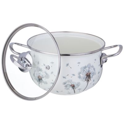 КАСТРЮЛЯ AGNESS ЭМАЛИРОВАННАЯ СО СТЕКЛЯННОЙ КРЫШКОЙ СЕРИЯ 