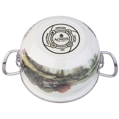 КАСТРЮЛЯ AGNESS ЭМАЛИРОВАННАЯ СО СТЕКЛЯННОЙ КРЫШКОЙ СЕРИЯ 