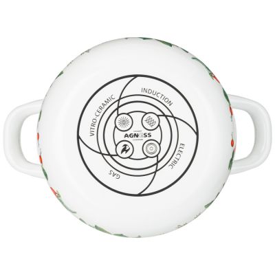 КАСТРЮЛЯ AGNESS ЭМАЛИРОВАННАЯ С ЭМАЛ.КРЫШКОЙ СЕРИЯ 