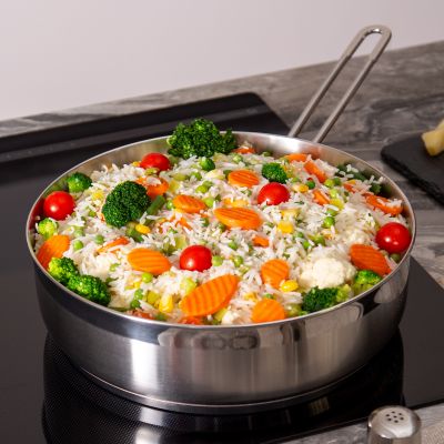 СКОВОРОДА AGNESS PROFESSIONAL 28Х8 СМ, 5 Л ВЫСОКОКАЧЕСТВЕННАЯ НЕРЖ СТАЛЬ 18/10 ИНДУКЦИОННОЕ ДНО-2