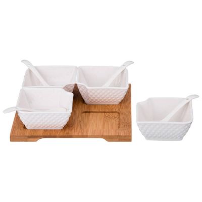 НАБОР СЕРВИРОВОЧНЫЙ НА ДЕРЕВ. ПОДСТАВКЕ LEFARD 