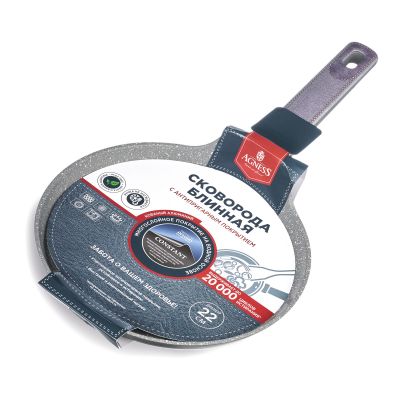 СКОВОРОДА БЛИННАЯ С АНТИПРИГАРНЫМ ПОКРЫТИЕМ PFLUON MARBLE, 22*4,3 СМ-4