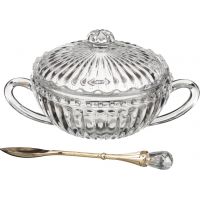 САХАРНИЦА С ЛОЖКОЙ 110 МЛ. 13*9.5 СМ. ВЫСОТА=7 СМ. КОЛЛЕКЦИЯ 