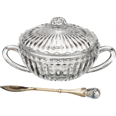 САХАРНИЦА С ЛОЖКОЙ 110 МЛ. 13*9.5 СМ. ВЫСОТА=7 СМ. КОЛЛЕКЦИЯ 