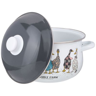 КАСТРЮЛЯ AGNESS ЭМАЛИРОВАННАЯ С ЭМАЛ.КРЫШКОЙ СЕРИЯ 