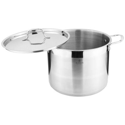 КАСТРЮЛЯ AGNESS 26X20 10,0 Л. ВЫСОКОКАЧЕСТВЕННАЯ НЕРЖ СТАЛЬ 18/10  ИНДУКЦИОННОЕ ДНО-2