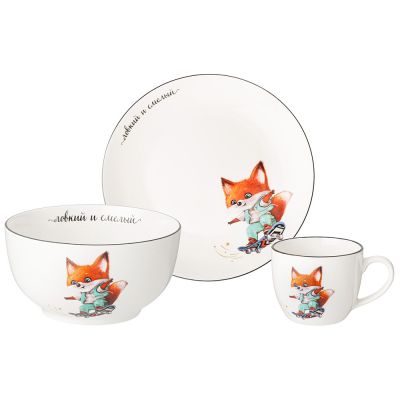 НАБОР ПОСУДЫ LEFARD ЛОВКИЙ И СМЕЛЫЙ, 3 ПР.: САЛАТНИК 470МЛ, ТАРЕЛКА 20СМ, КРУЖКА 220МЛ-0