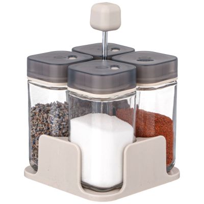 НАБОР ЕМКОСТЕЙ ДЛЯ СПЕЦИЙ 4ШТ 100МЛ НА ПОДСТАВКЕ AGNESS-4