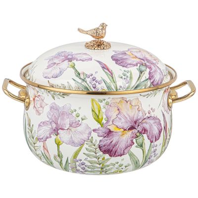КАСТРЮЛЯ ЭМАЛИРОВАННАЯ AGNESS С КРЫШКОЙ, СЕРИЯ IRISES 4,8Л, ДИА.22СМ ПОДХОДИТ ДЛЯ ИНДУК.ПЛ-0