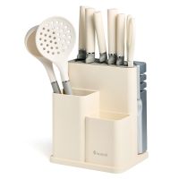 НАБОР AGNESS ИЗ 11ПР: 5 НОЖЕЙ,ПОЛОВНИК,ЛОПАТКА,ШУМОВКА,ПОДСТАВКА,НОЖЕТОЧКА,НОЖНИЦЫ, ЦВЕТ:БЕЛЫЙ/СЕРЫЙ