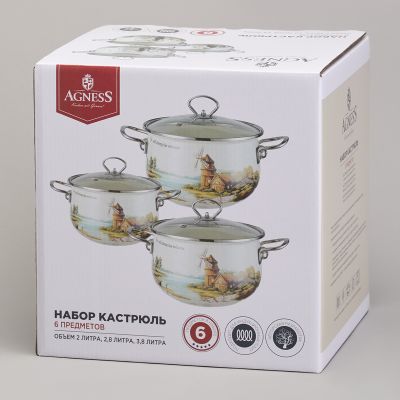 НАБОР КАСТРЮЛЬ ЭМАЛИРОВАННЫЙ, СЕРИЯ 