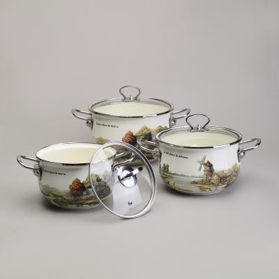 НАБОР КАСТРЮЛЬ ЭМАЛИРОВАННЫЙ, СЕРИЯ 