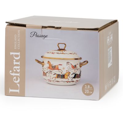 КАСТРЮЛЯ LEFARD ЭМАЛИРОВАННАЯ С КРЫШКОЙ, СЕРИЯ PASSAGE, 3,8Л, ДИА.20СМ ПОДХОДИТ ДЛЯ ИНДУК.ПЛИТ-1