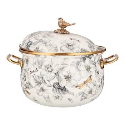 КАСТРЮЛЯ ЭМАЛИРОВАННАЯ AGNESS С КРЫШКОЙ, СЕРИЯ ЯБЛОНЕВЫЙ САД 3,8Л, ДИА.20СМ ПОДХОДИТ ДЛЯ ИНДУК.ПЛ-3