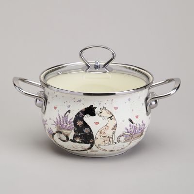 КАСТРЮЛЯ AGNESS ЭМАЛИРОВАННАЯ СО СТЕКЛЯННОЙ КРЫШКОЙ СЕРИЯ 