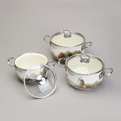 НАБОР КАСТРЮЛЬ ЭМАЛИРОВАННЫЙ, СЕРИЯ 