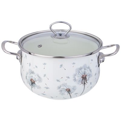 КАСТРЮЛЯ AGNESS ЭМАЛИРОВАННАЯ СО СТЕКЛЯННОЙ КРЫШКОЙ СЕРИЯ 