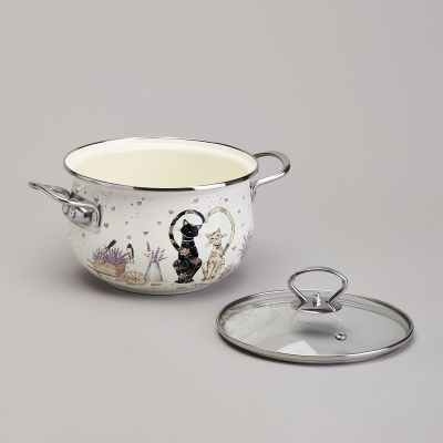 КАСТРЮЛЯ AGNESS ЭМАЛИРОВАННАЯ СО СТЕКЛЯННОЙ КРЫШКОЙ СЕРИЯ 