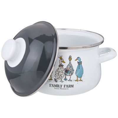 КАСТРЮЛЯ AGNESS ЭМАЛИРОВАННАЯ С ЭМАЛ.КРЫШКОЙ СЕРИЯ 