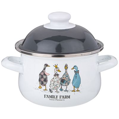 КАСТРЮЛЯ AGNESS ЭМАЛИРОВАННАЯ С ЭМАЛ.КРЫШКОЙ СЕРИЯ 