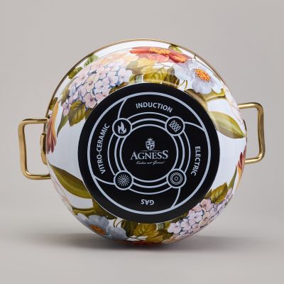 КАСТРЮЛЯ AGNESS ЭМАЛИРОВАННАЯ С КРЫШКОЙ СЕРИЯ ФЛАНДРИЯ, 2,1Л, ДИА.16СМ-7