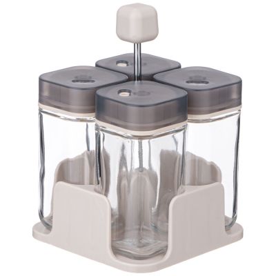 НАБОР ЕМКОСТЕЙ ДЛЯ СПЕЦИЙ 4ШТ 100МЛ НА ПОДСТАВКЕ AGNESS-3