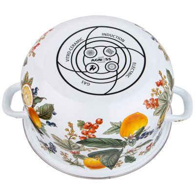 КАСТРЮЛЯ AGNESS ЭМАЛИРОВАННАЯ С ЭМАЛ.КРЫШКОЙ СЕРИЯ 