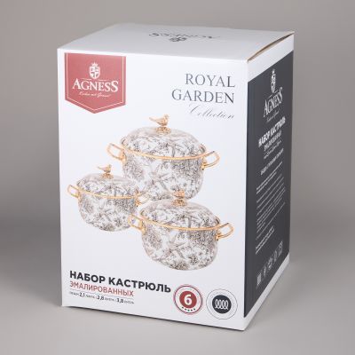 НАБОР КАСТРЮЛЬ AGNESS ЭМАЛИРОВАННЫХ СЕРИЯ 