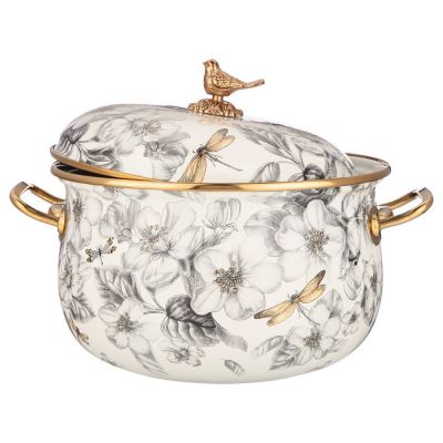 КАСТРЮЛЯ ЭМАЛИРОВАННАЯ AGNESS С КРЫШКОЙ, СЕРИЯ ЯБЛОНЕВЫЙ САД 4,8Л, ДИА.22СМ ПОДХОДИТ ДЛЯ ИНДУК.ПЛ-3