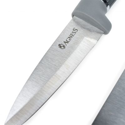 НАБОР AGNESS ИЗ 10ПР: 5 НОЖЕЙ, 4 ДОСКИ И ПОДСТАВКА, ЦВЕТ: ЧЕРНО-СЕРЫЙ-2