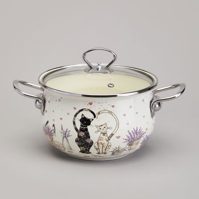 КАСТРЮЛЯ AGNESS ЭМАЛИРОВАННАЯ СО СТЕКЛЯННОЙ КРЫШКОЙ СЕРИЯ 