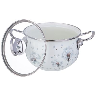 КАСТРЮЛЯ AGNESS ЭМАЛИРОВАННАЯ СО СТЕКЛЯННОЙ КРЫШКОЙ СЕРИЯ 