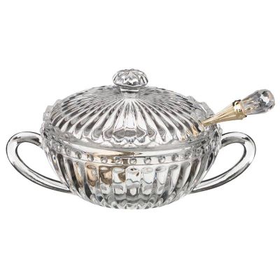 САХАРНИЦА С ЛОЖКОЙ 110 МЛ. 13*9.5 СМ. ВЫСОТА=7 СМ. КОЛЛЕКЦИЯ 