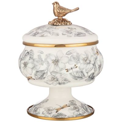 САХАРНИЦА AGNESS ЭМАЛИРОВАННАЯ НА НОЖКЕ, СЕРИЯ ЯБЛОНЕВЫЙ САД, 0,85Л-0