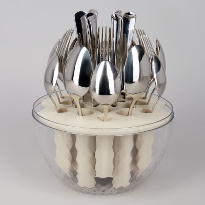 НАБОР СТОЛОВЫХ ПРИБОРОВ НА ВРАЩАЮЩЕЙСЯ ПОДСТАВКЕ, 24ПР., СТАЛЬ 18/10-5