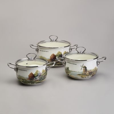 НАБОР КАСТРЮЛЬ ЭМАЛИРОВАННЫЙ, СЕРИЯ 