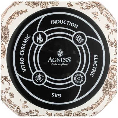 КАСТРЮЛЯ ЭМАЛИРОВАННАЯ AGNESS С КРЫШКОЙ, СЕРИЯ ROYAL GARDEN 4,8Л, ДИА.22СМ ПОДХОДИТ ДЛЯ ИНДУКЦИОН.ПЛ-2