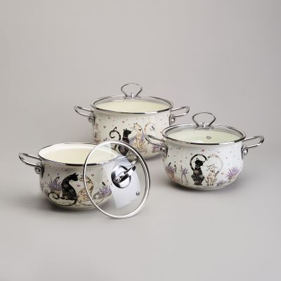 НАБОР КАСТРЮЛЬ ЭМАЛИРОВАННЫЙ, СЕРИЯ 