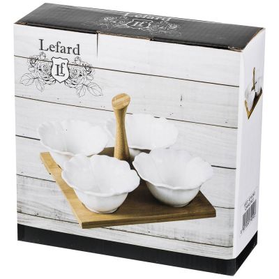 МЕНАЖНИЦА 4 СЕКЦИИ LEFARD НА ДЕРЕВ. ПОДСТАВКЕ С РУЧКОЙ 21*21*5 СМ (КОР=16ШТ.)-1