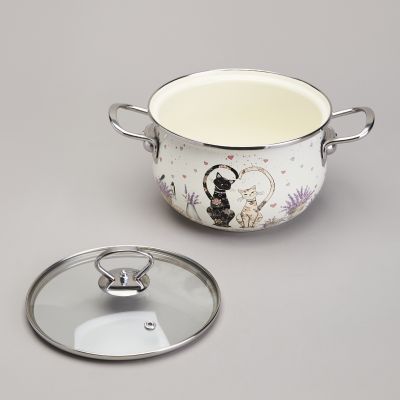 КАСТРЮЛЯ AGNESS ЭМАЛИРОВАННАЯ СО СТЕКЛЯННОЙ КРЫШКОЙ СЕРИЯ 