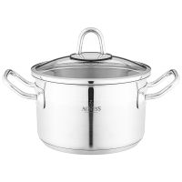 КАСТРЮЛЯ AGNESS 16X10 СМ 1,8 Л ВЫСОКОКАЧЕСТВЕННАЯ НЕРЖ СТАЛЬ 18/10 СО СТЕКЛ.КРЫШКОЙ