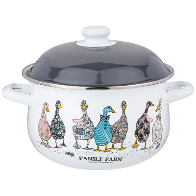 КАСТРЮЛЯ AGNESS ЭМАЛИРОВАННАЯ С ЭМАЛ.КРЫШКОЙ СЕРИЯ 