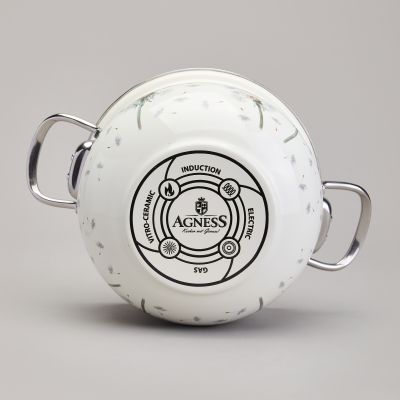 КАСТРЮЛЯ AGNESS ЭМАЛИРОВАННАЯ СО СТЕКЛЯННОЙ КРЫШКОЙ СЕРИЯ 