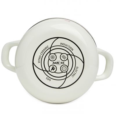 КАСТРЮЛЯ AGNESS ЭМАЛИРОВАННАЯ С ЭМАЛ.КРЫШКОЙ СЕРИЯ 