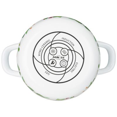 КАСТРЮЛЯ AGNESS ЭМАЛИРОВАННАЯ С ЭМАЛ.КРЫШКОЙ СЕРИЯ 